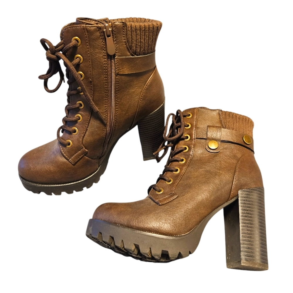‼️𝙁𝙞𝙣𝙖𝙡💲⬇️Dream pairs 7 zip up lace up block heel Boots